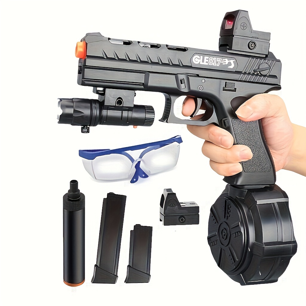electric ball blaster pistol rechargeable usb handheld toy gun with orange tips   splatter ball toy for outdoor shooting games party favors christmas new year gifts black details 1