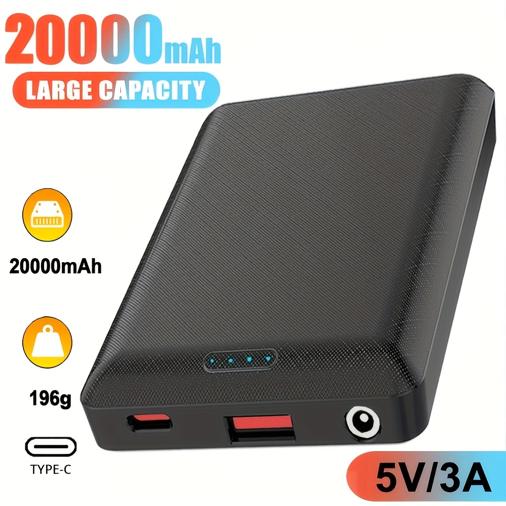 TEMU 20000mah Power Bank Portable Charge Dc5v 3a Output Usb Output Type C Output Portable Charger Phone External Battery Pack For Heating Vest Jacket