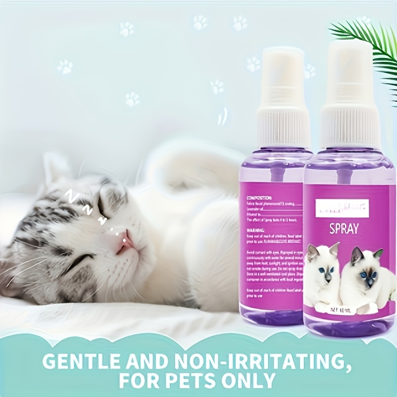 2pcs Cat Pheromone Calming Spray, Emotional Soothing, Reduces Scratching And Marking Anxiety, Essential for Pet Travel And Vet Visits
