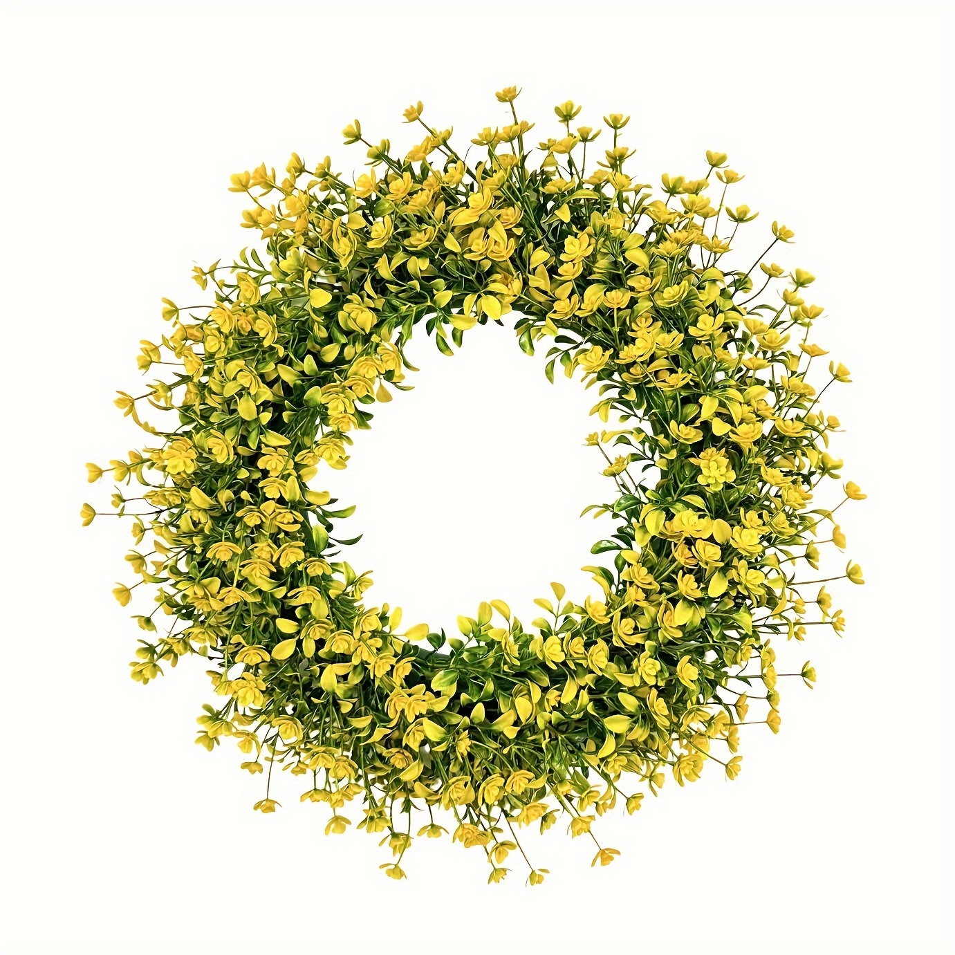 Yellow Eucalyptus Wreath - Rustic Farmhouse Style, Durable Artificial Floral Garland For , Perfect For Door Decor