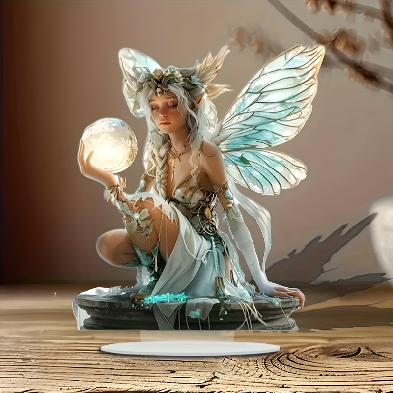 

Room Decor 1pc Acrylic Statue With Pearl Decoration, Waterproof Scratchproof Double-sided 2d Tabletop Decor, Home And Office Ornament