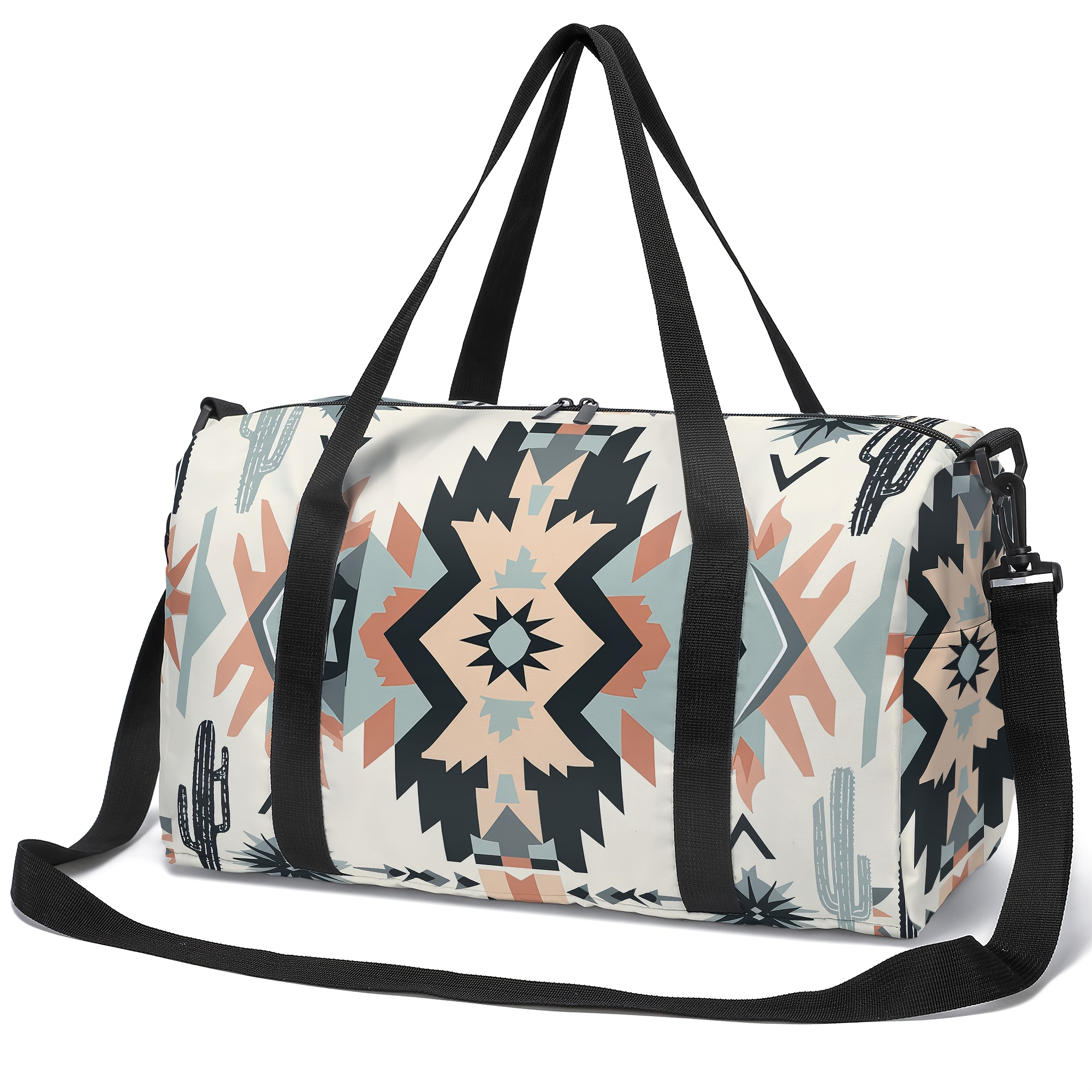 TEMU Bohemian Style Printed Pattern Travel Bag, Women's Yoga Fitness Tote