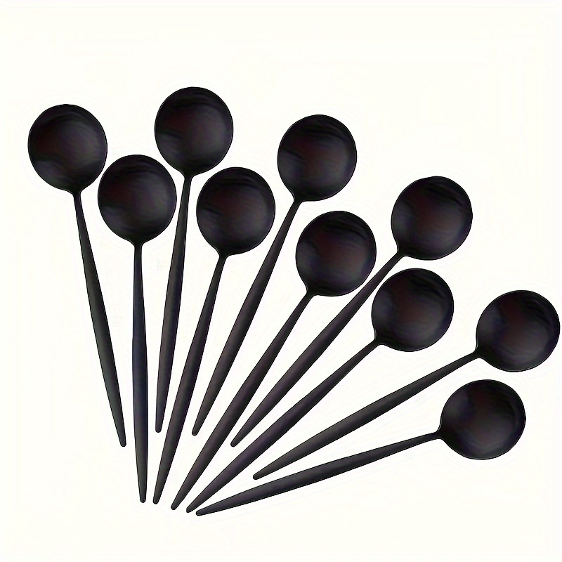 

10-piece Black Stainless Steel Coffee Spoons: Perfect For Home, Restaurant, Kitchen, And Dishwasher Safe - Suitable For Christmas, , Easter, Hanukkah, And Thanksgiving