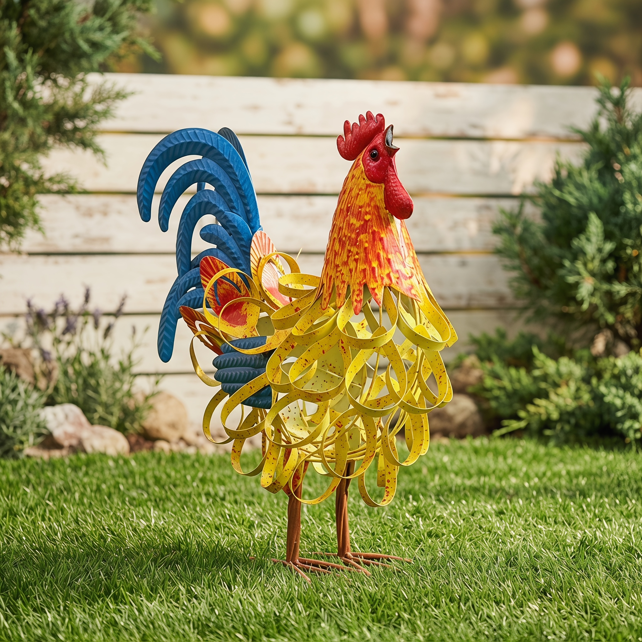TEMU Metal Rooster Garden Statue, Handmade, Weather-resistant Outdoor Sculpture, Unique Farmhouse Courtyard Art Decoration, Room Decoration, Outdoor