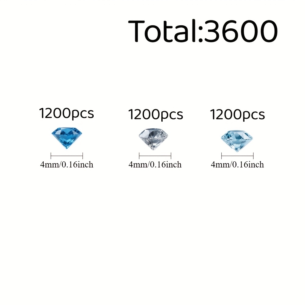 E-shop 3600 Stück Tiefblaue/Lichtblaue/Klare Kleine Falsche Diamanten - Schichtweise Gradient Blaues Leuchten, Mini-Größe für Vasenfüller,