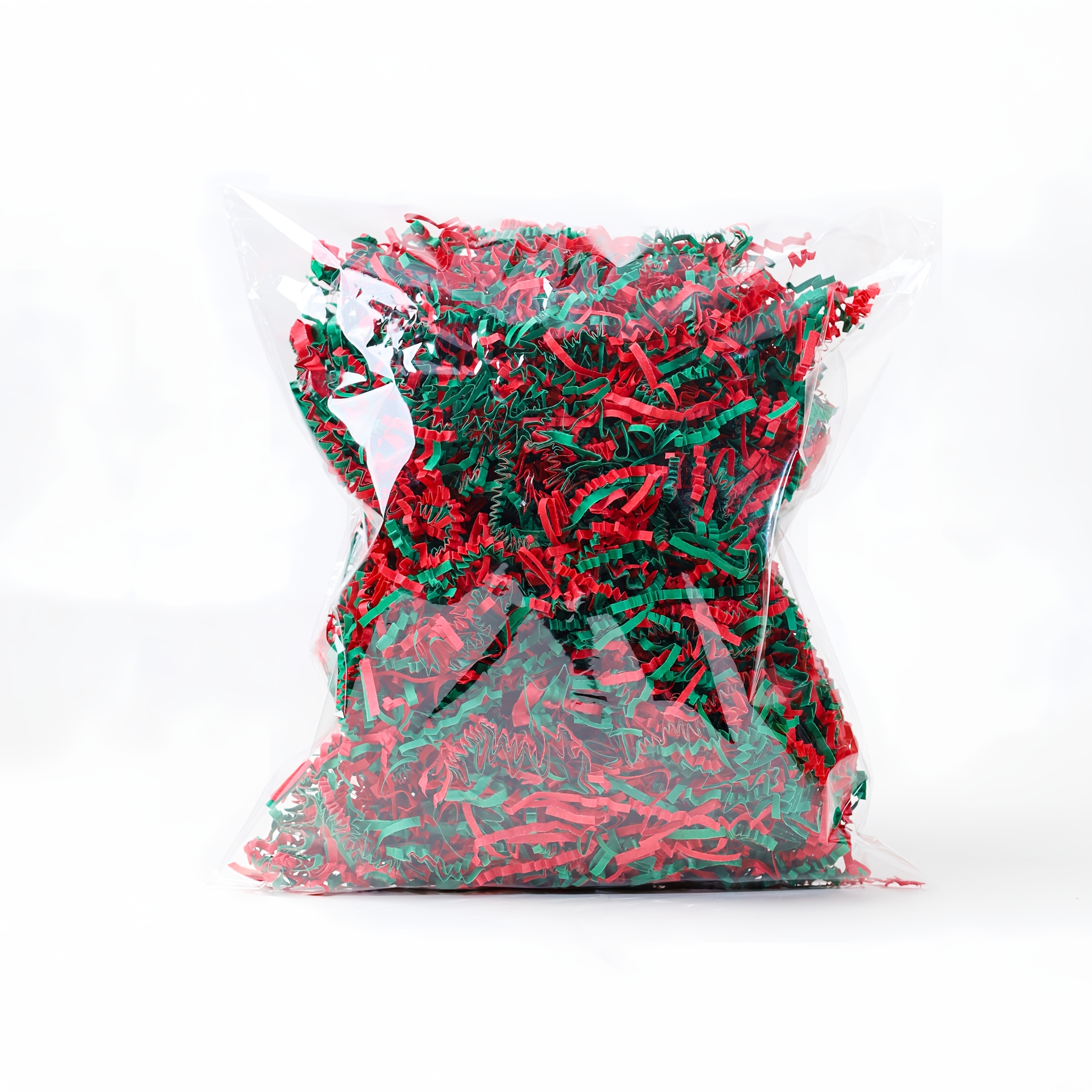 TEMU Torn Paper And Raffia Strips In Festive Colors For Filling Gift Boxes. Of Red And Green, Weighing 100 Grams. Crinkled Paper Strands That Provide