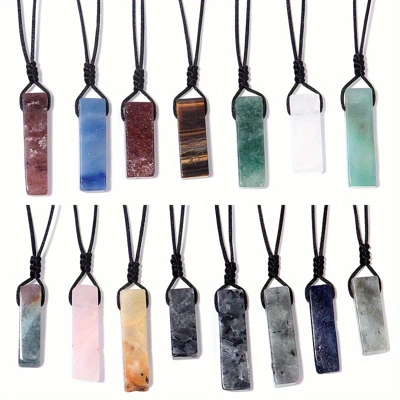 Handmade Natural Stone Rectangular Pendant Necklace