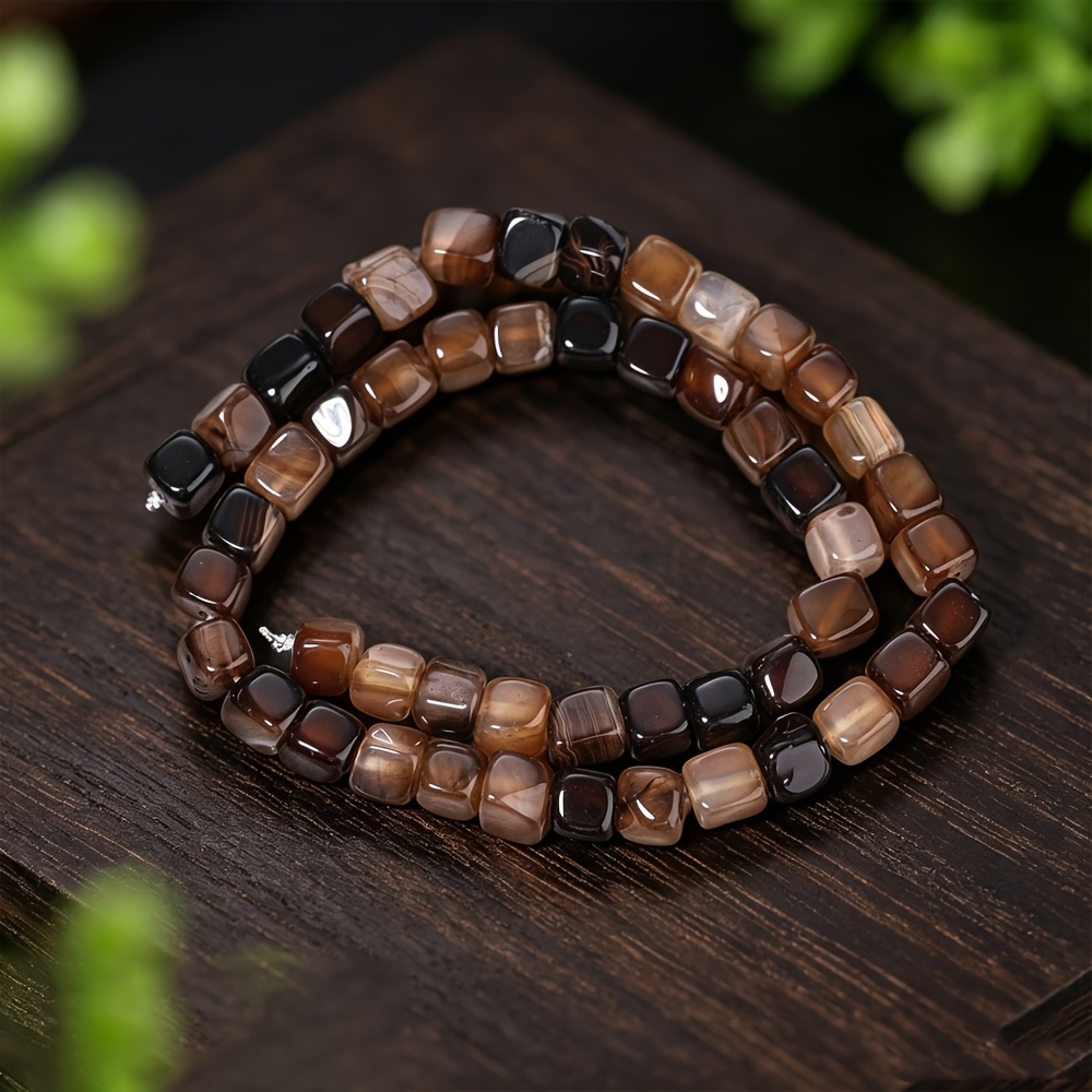 TEMU 5a Grade Striped Agate Square Stone Beads, Very Suitable For Making Jewelry And Crafts, Used For Making Bracelets, Necklaces, And Earrings. Are