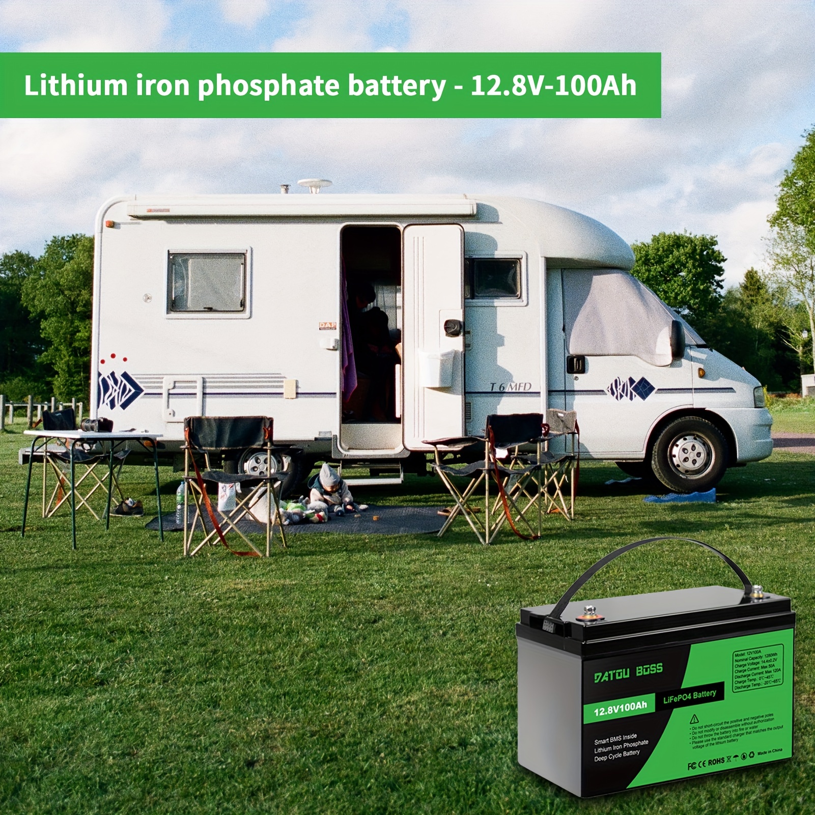 Lithium Batterie 100AH 12V LiFePO4 Akku/ Ladegerät BMS