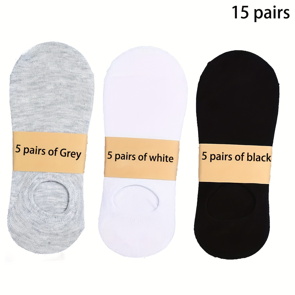 

5/10/15 Pairs Men's Plain Color Breathable Sweat Resistant Anti-odor No Show Socks