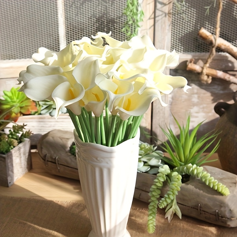 ZIOYA 4 Pezzi Fiori Finti in Vaso Giglio di Calla Fiori Artificiali Fiori Finti da Esterno