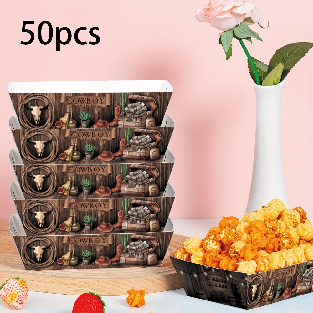 E-shop 10 Stk./20 Stk./50 Stk., Western Party Dekorationen Cowboy Papier Speisewagen Saloon Western Wild West Speisefähren Einweg-Servierbehälter für