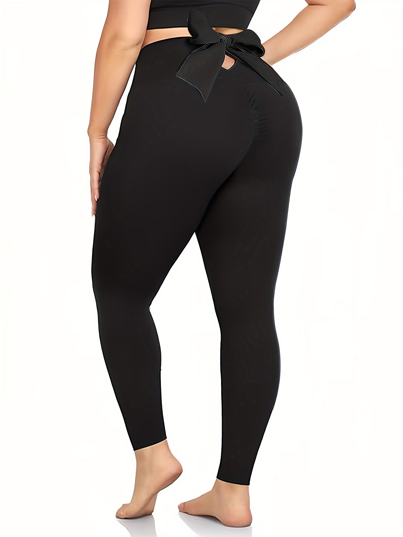 COMVALUE Workout Leggings for Women Plus Size,Womens Butt Lifting Leggings  Seamless High Waisted Yoga Pants Black at  Women's Clothing store