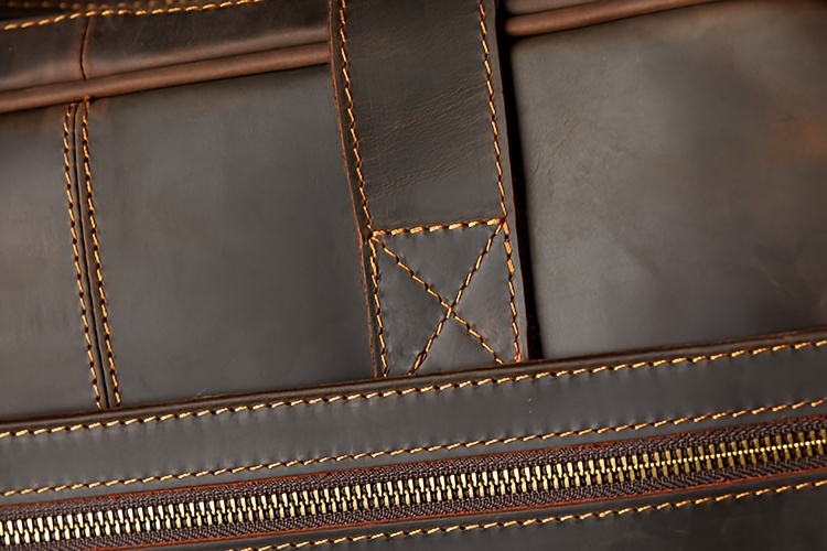 Crazy Horse Genuine Leather Scratch Repairable Men's Handbag, Handmade Vintage Crazy Horse Genuine Leather Tote Bag, Large Capacity Laptop Bag, Men's Single-Shoulder Crossbody Bag, Genuine Leather Business Briefcase