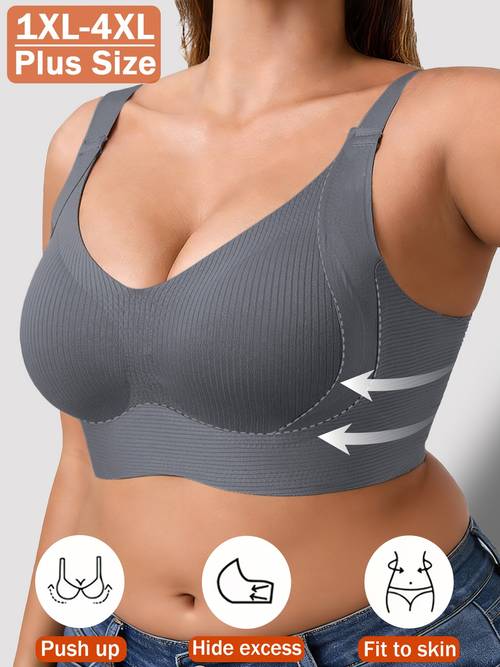 womens plus size lift support bra anti sagging adjustable breathable seamless wire removable padded high support straps multiple colors moisture wicking stretch fabric suitable for wearing in daily casual sports settings like