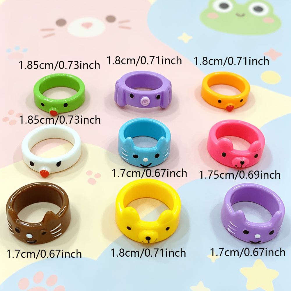 15pc Cute Cartoon Pet Animal Ring Set for Women, Fun Accessories