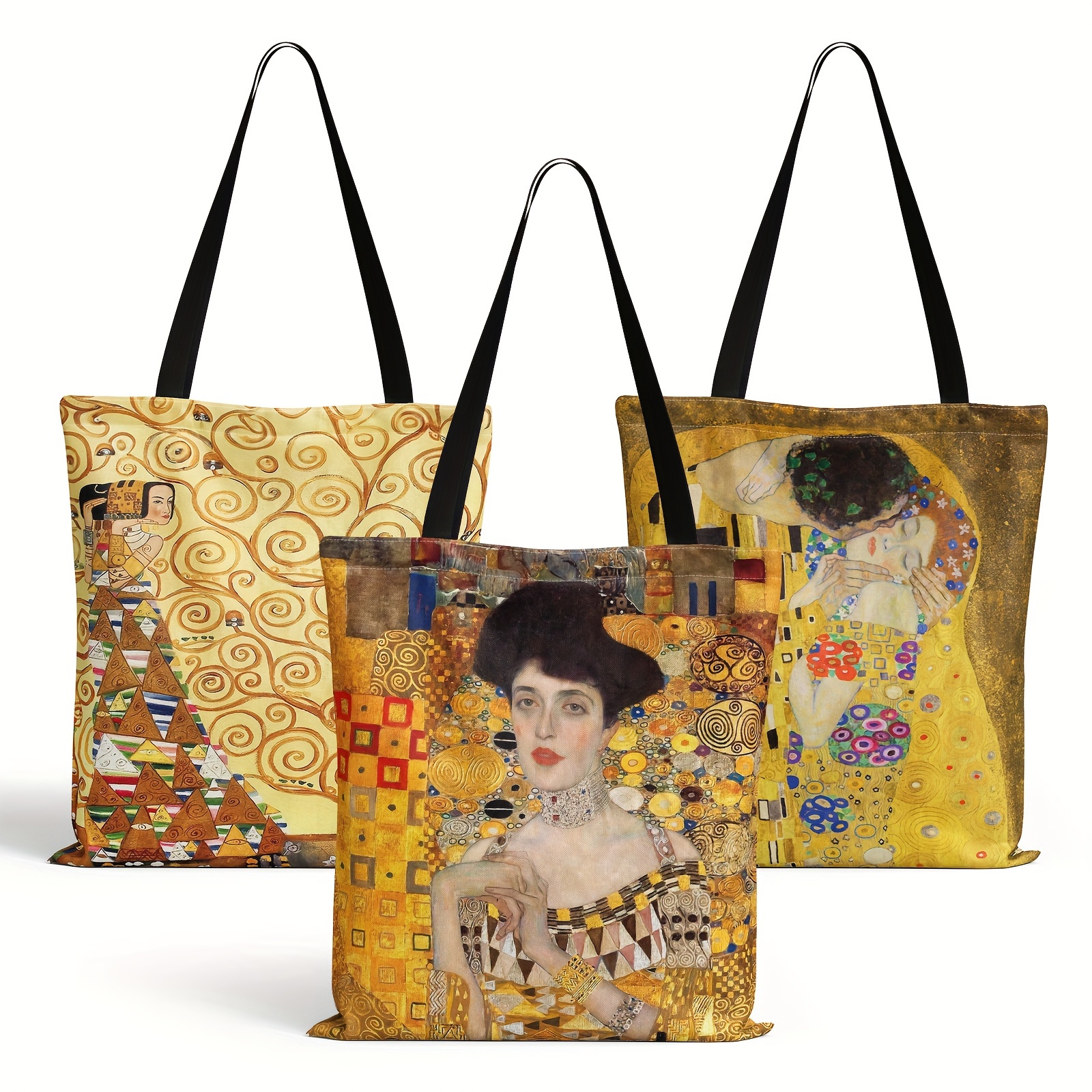 

Sacs fourre-tout en polyester de style vintage avec des impressions d'art, sac à bandoulière fixe pour les tenues de shopping