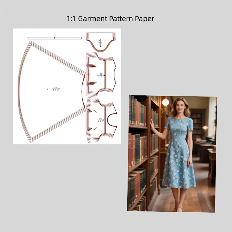 E-shop Einfaches elegantes Schnittmuster für ein Damenkleid, erhältlich in den Größen S-XXL (komplettes Set mit 5 Größen). Dies ist ein Schnittmuster