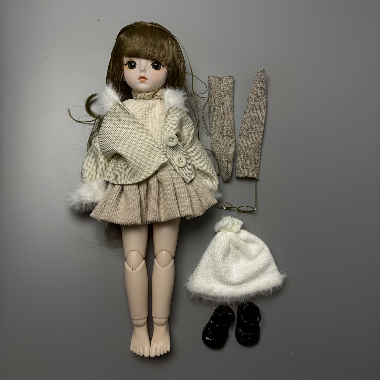 Big- Dress Bjd Doll, Stylish And Attractive Sweater Lady Doll, Dress-up Dress Doll, Realistic Jointed Action Figure, Christmas Holiday Birthday Gift