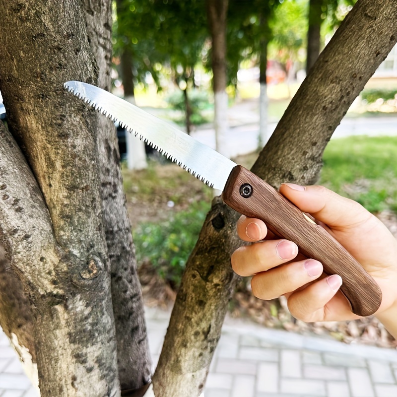 

1pc, Folding Pruning Saw, Carbon Steel Blade, 9.06in Garden Hand Saw For Wood Cutting, Camping Essential, Portable Branch Trimming Saw With Wooden Handle, Outdoor Gardening Tool