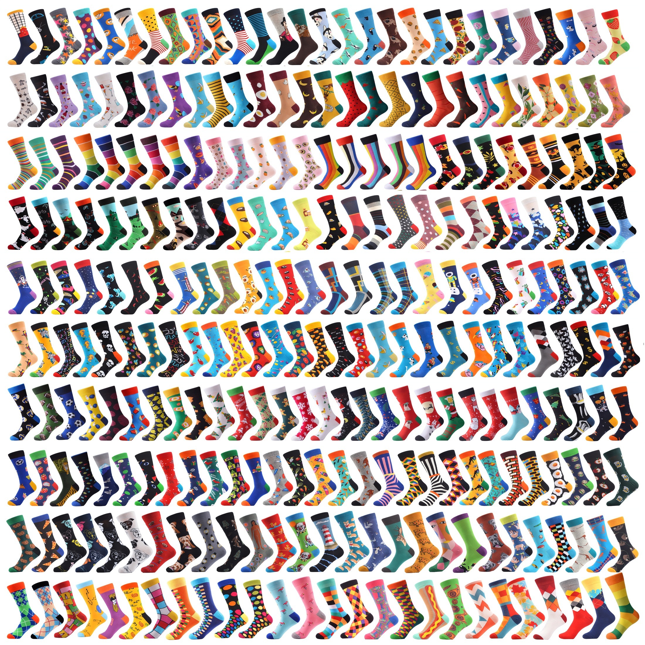 

30 Pairs Of Random Couple Socks Novelty Crazy Pattern Crew Socks (us 7-12)