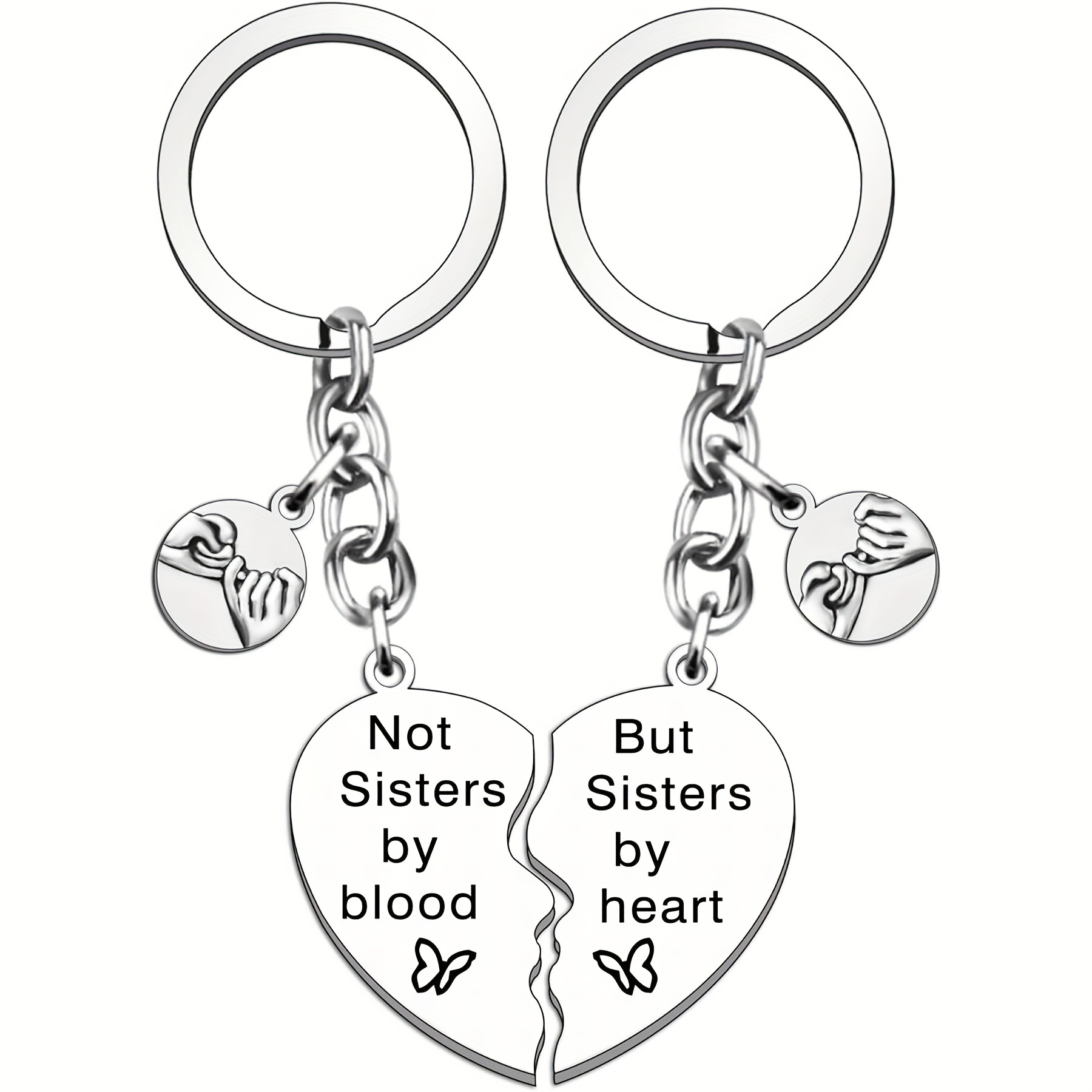 

Stainless Steel Heart-shaped Sister Keychain Set For 2, Friendship Key Rings With Engraved Alphabets, Christmas Gift For Women - "not Sisters By Blood But Sisters By Heart" - Zimoxuan