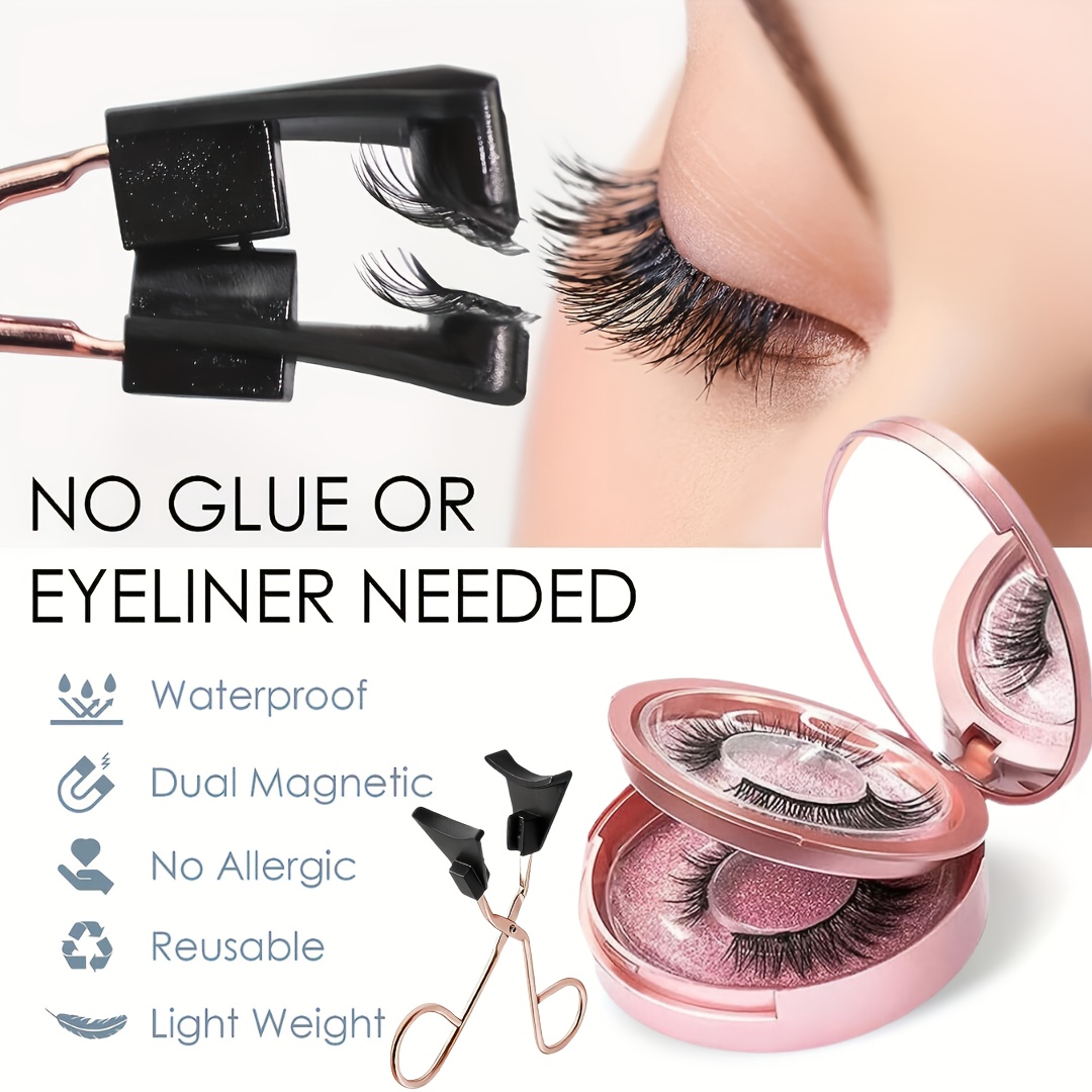 1 4 8pcs magnetic eyelashes set double magnetic eyelashes with   case natural look   free 3d false eyelashes set with applicator reusable and waterproof easy to apply makeup great for   party and valentines day gifts mothers day gift ideas