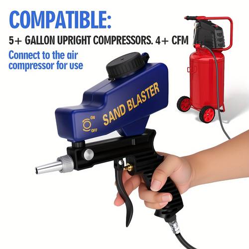larawan ng item ergonomic handle portable sandblaster para sa ng pintura at kalawang, kapasidad na 600cc (18 oz) / abrasive blaster para sa , metal, automotive at, pwedeng gamitin ang baking soda, buhangin