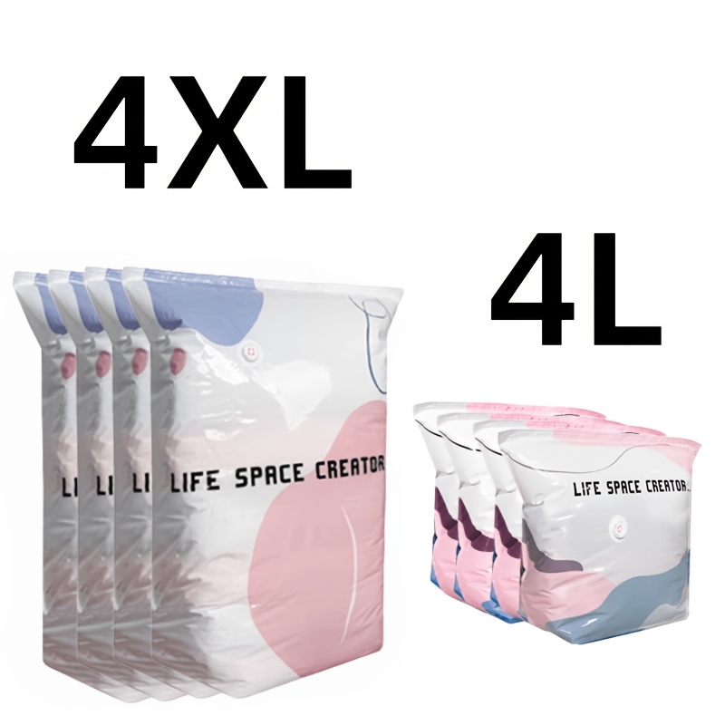 TEMU Lot de 8 sacs de rangement sous vide très résistants pour vêtements, couvertures, voyage et déménagement - Aucune pompe requise, système de par