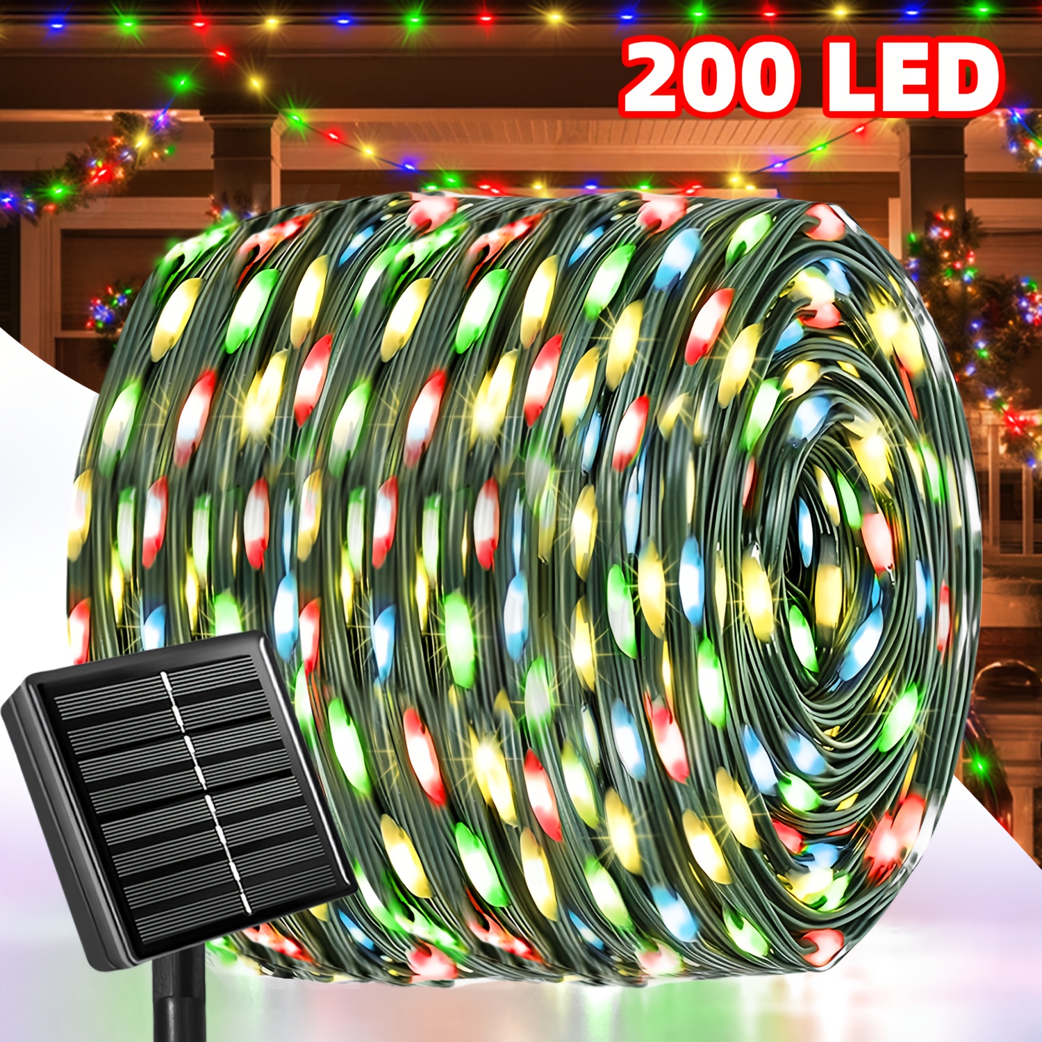 1 Pack Solar Christmas Outdoor Light Strip 300/200/100 Led Outdoor Garden Decoration Light, 10 Lighting , Light , Used For Decorating Gardens, Courtyards, Fences, Parties, And Christmas