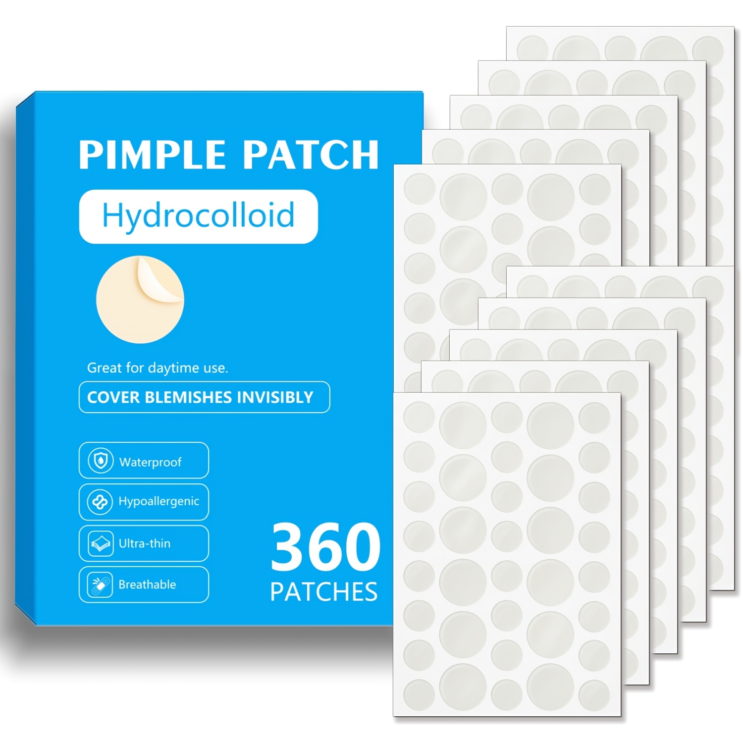 360 Count Patches | Hydrogel Formula | Invisible, High-quality Patches | Contains Salicylic Acid, Oil, And Calendula Oil