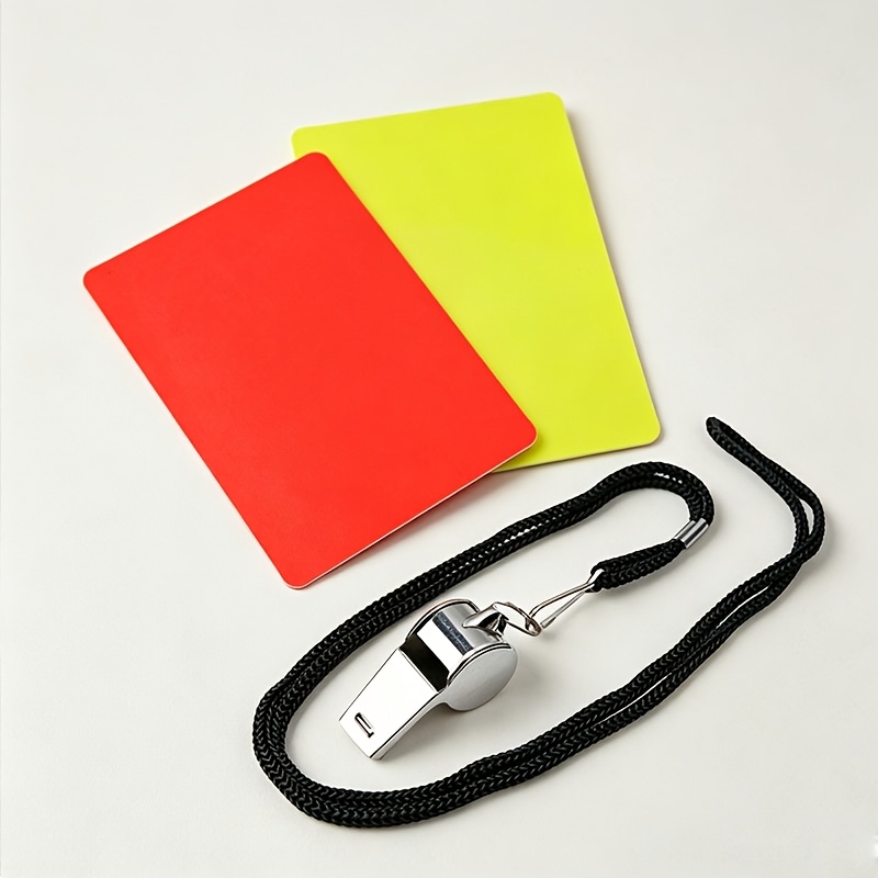 TEMU Professional Referee Whistle Set With Red And Yellow Cards, Multi-event Universal Penalty Warning Cards, Portable Full Set Of Tools For Outdoor