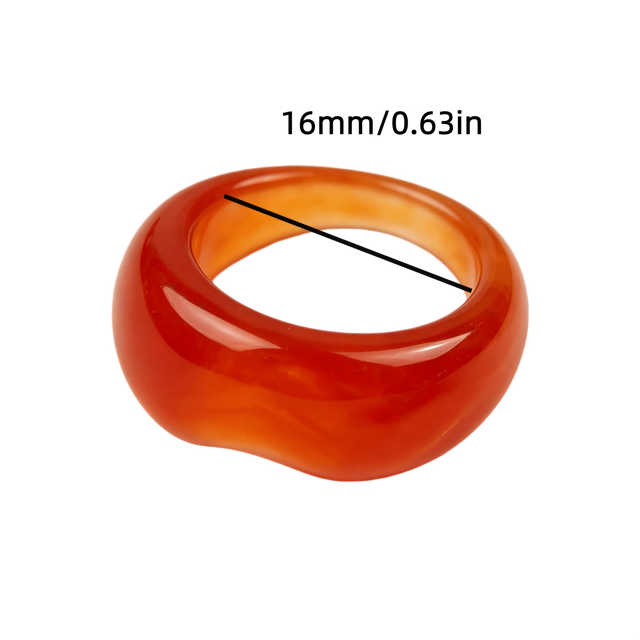 European American Style Geometric Color Blended Resin Rings Set