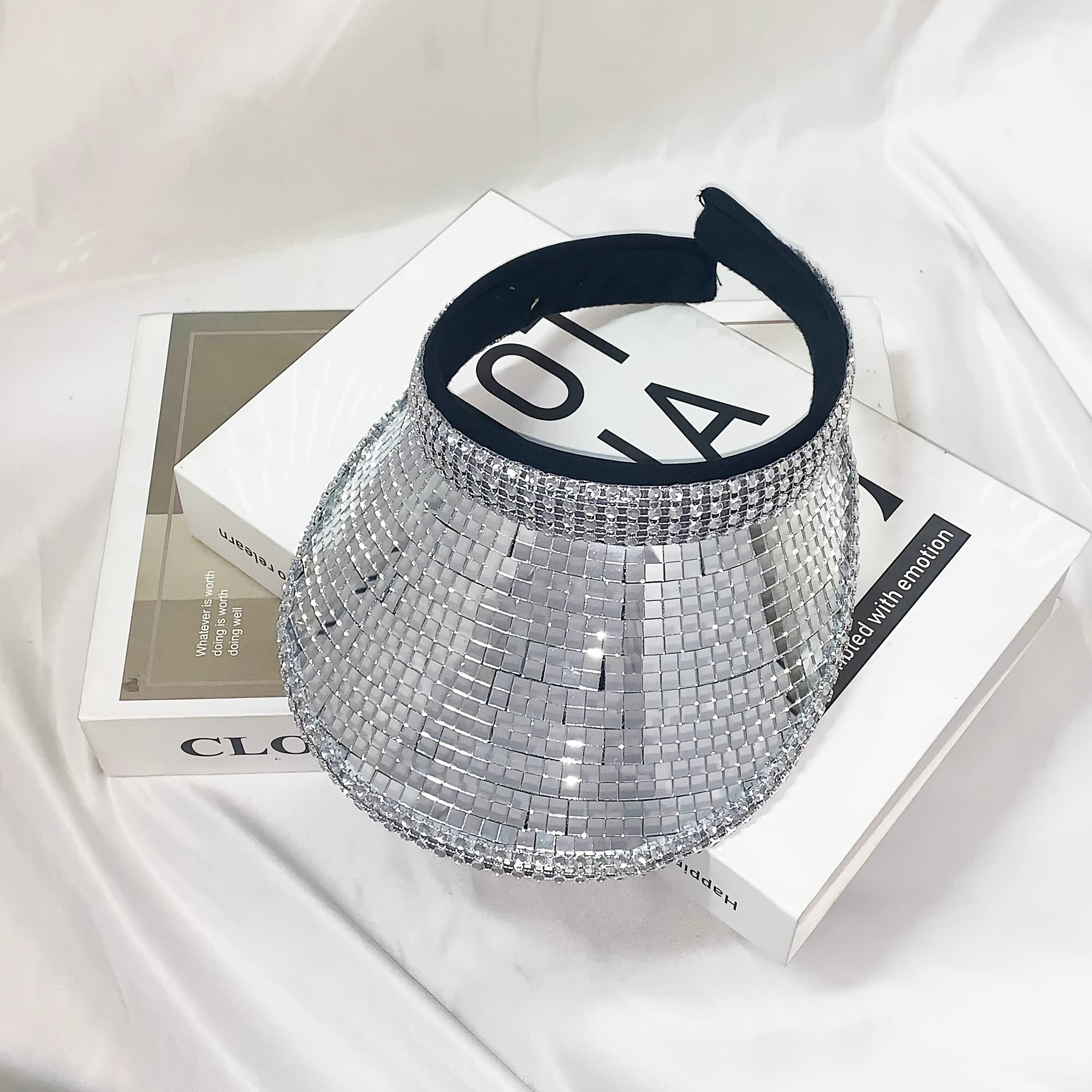 Image of 1pc Clip Hat Pvc Glass Mirror Handmade Patch Hat Women's Empty Hat Decorative Hat Suitable For Retro Parties, Holiday Decorative Hats, Role Playing