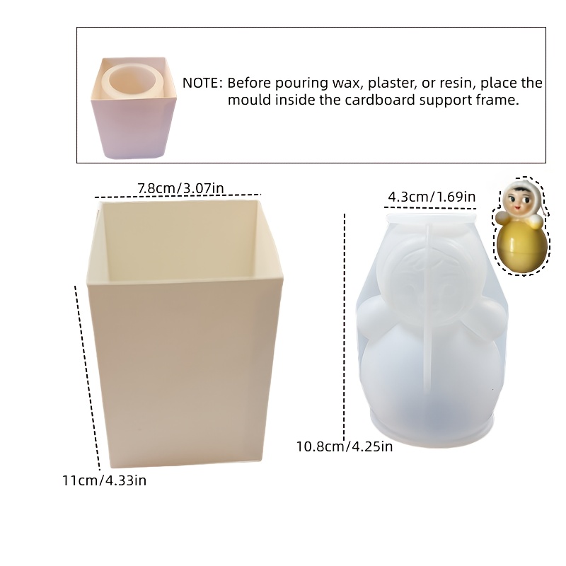 Image of Diy Resin Silicone Jewelry Mould A Set The Dolls Shape Epoxy Molds Diy Graffiti Roly-poly Toy Doll Candle Molds Handmade Gypsum Cute Tumbler With Cat Ear Mold Home Decor Making Supplies