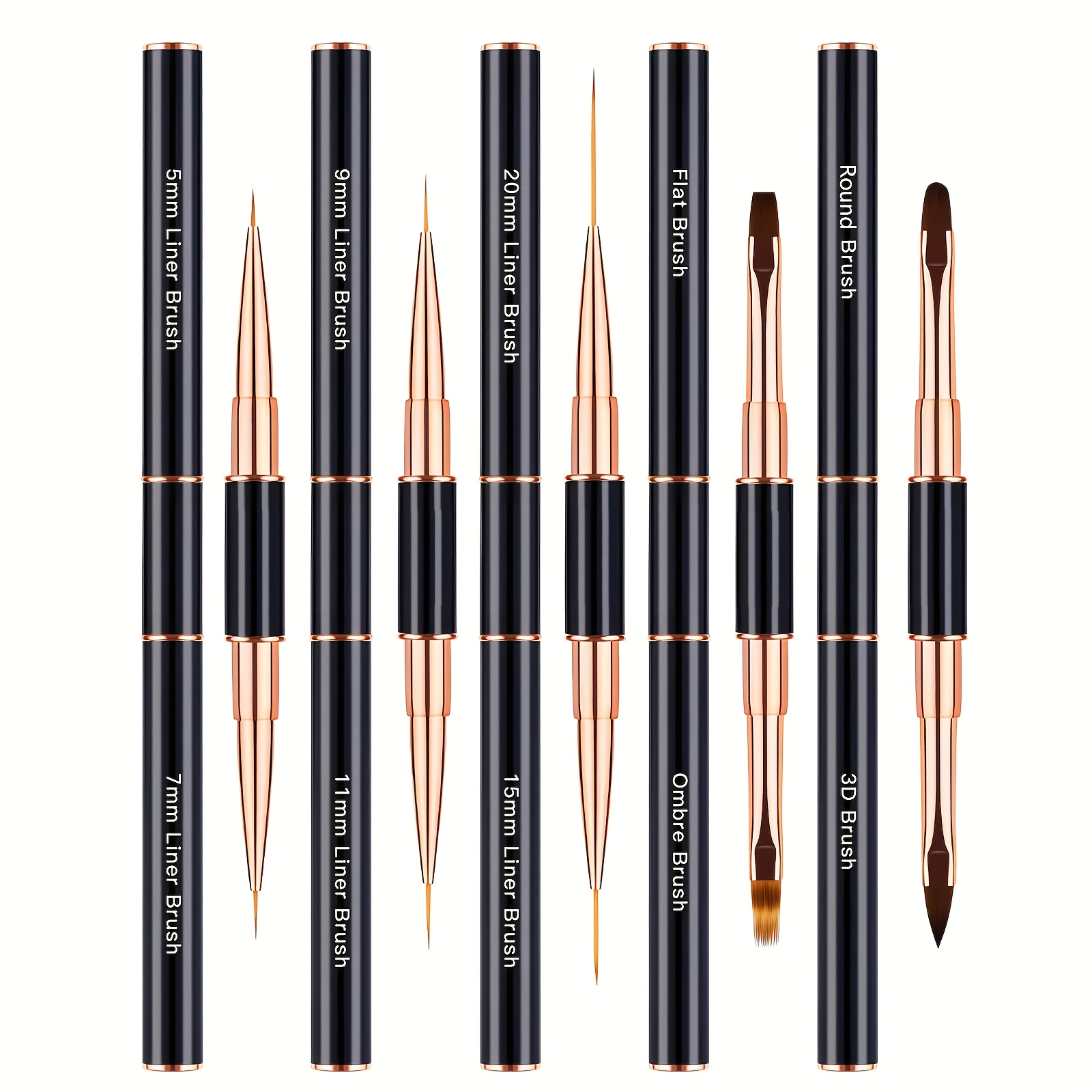 E-shop 5-teiliges Nageldesign-Pinselset – Professionelle Doppelend-Nagelpinsel für lange Linien, dünne Liner-Pinsel für Nageldetails, Ombre-Pinsel,
