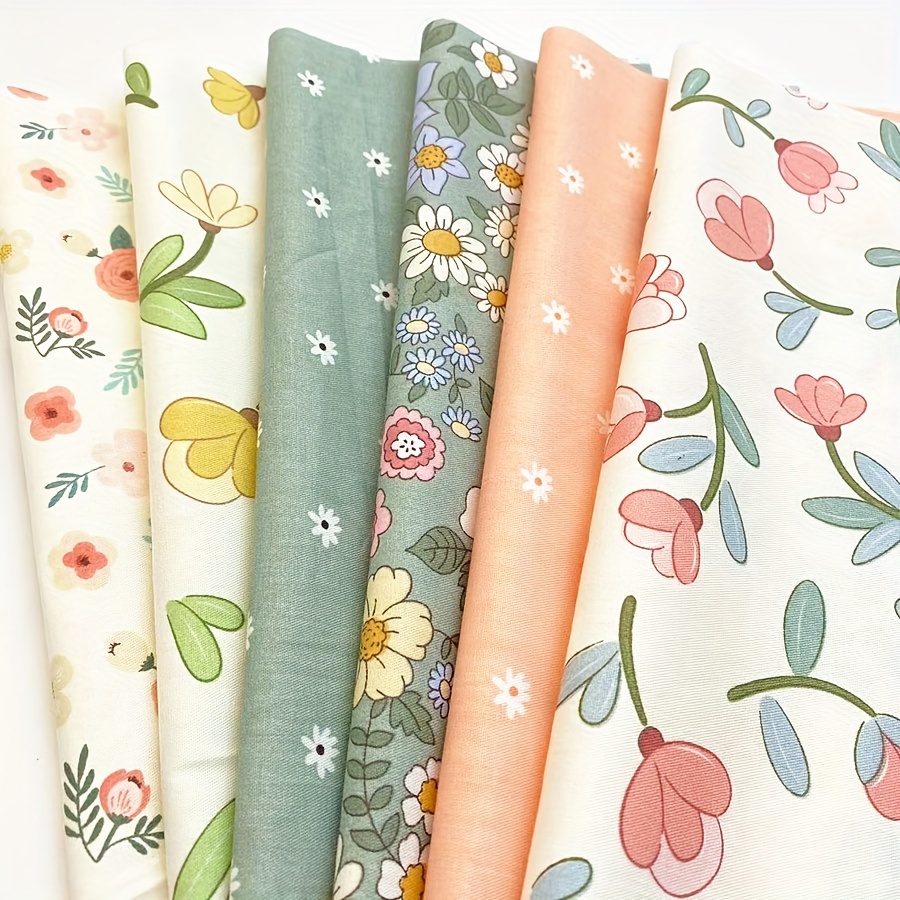 

6pcs Fabric Squares Quilting Sewing Floral Precut Fabric Square Sheets For Craft Patchwork