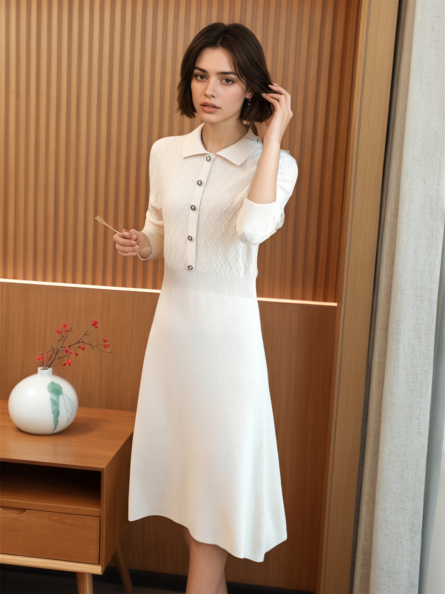 womens 9 3 wool dress french waist turn - Temu New Zealand