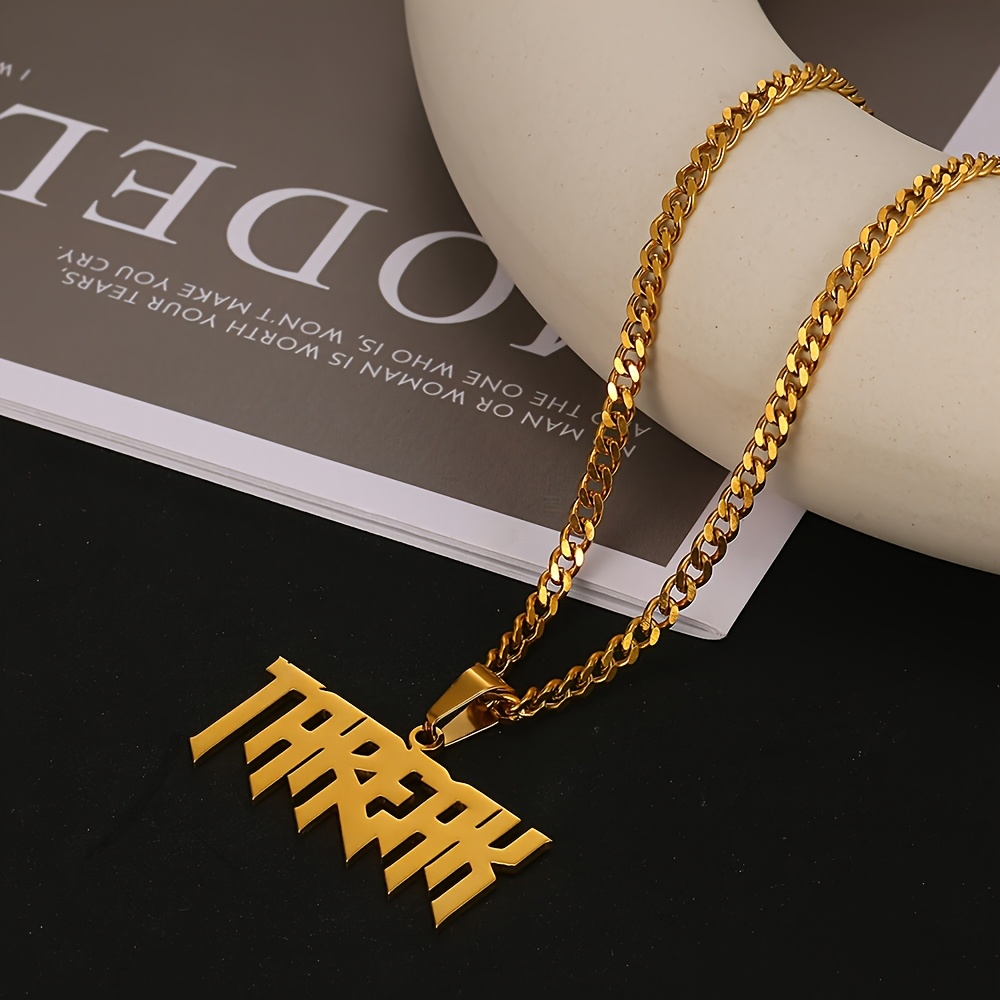 TEMU Collier avec nom personnalisé et maillons cubains de 4 mm, collier avec pendentif nom cool personnalisé, collier avec pendentif étiquette en