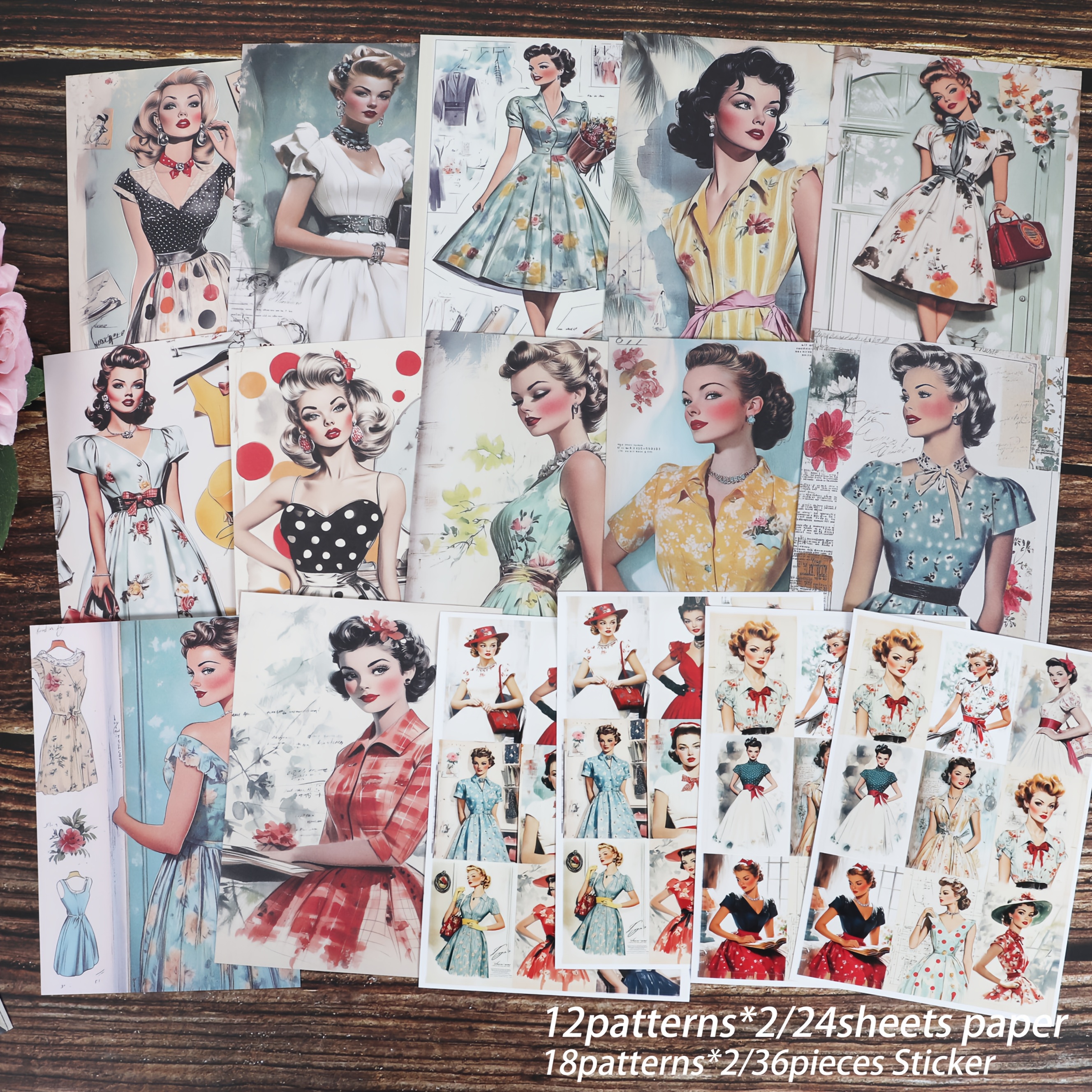 Image of 60pieces(with 36stickers) Vintage Magazine Old Newspaper Diy Trimmable Decorative Paper Set,for Arts Crafts, Supplies,diy Crafts,background Pad,holiday Decorations,crafting,junk Journal, Paper