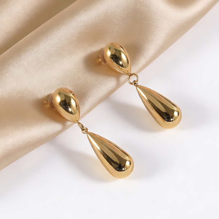 TEMU 1 Paire de Boucles d'Oreilles Minimalistes en Acier Inoxydable avec Décoration Pendentif de , Accessoires Adaptés à une Tenue de Bureau, Cadeau