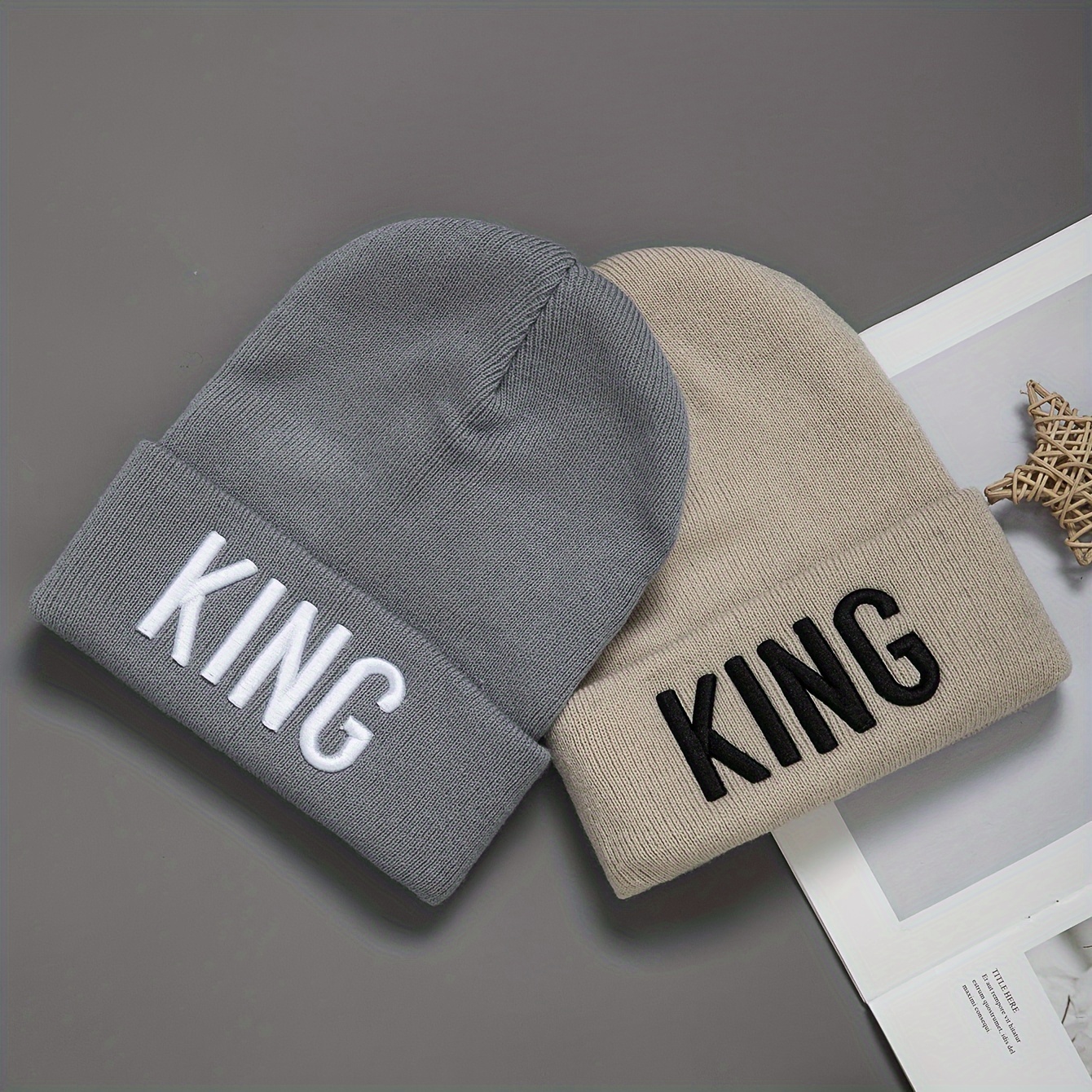 Image of 2pcs Three-dimensional Embroidered Fashion Warm Hat