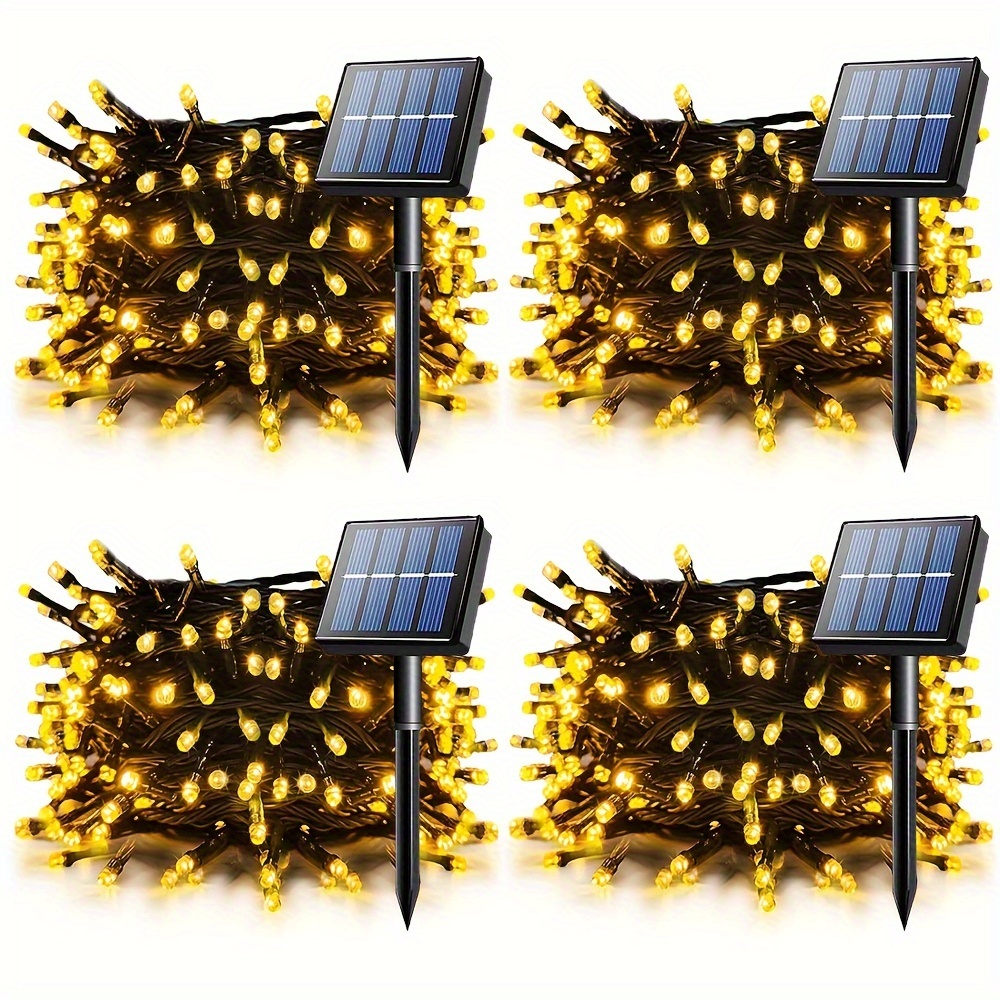 

4pack 100led Solar String Lights Total 131ft, Solar Christmas Tree Lights With 8 Modes, Xmas String Lights For Outdoor Indoor Home Patio Party Yard Decorations