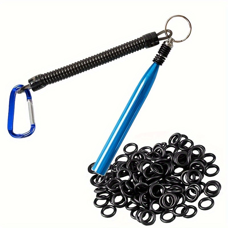 TEMU An Aluminum Alloy Wacky Rig Fishing Tool Set With 100 O-rings, Suitable For Stick Bait Rigging Kit, With Clips And Lanyards Portable Fishing Tools
