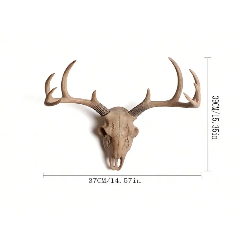 TEMU Handmade Vintage Resin Antler Wall Art - Rustic Deer Decoration Suitable For Halloween, Christmas, Hanukkah, And Easter - No Electricity Needed,