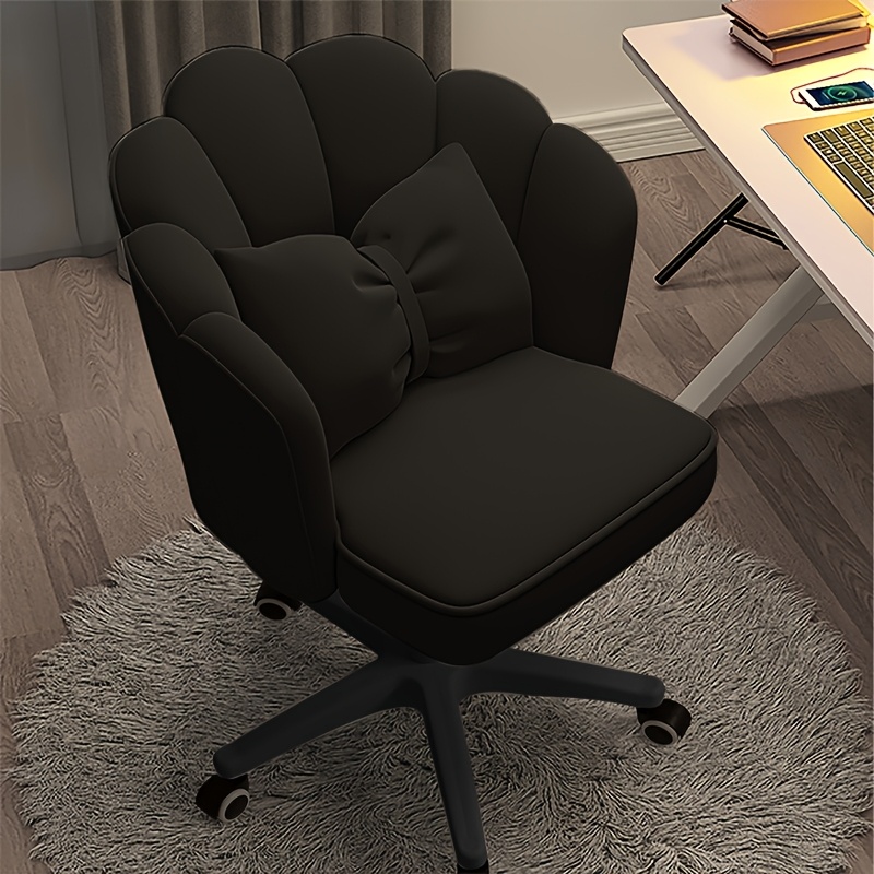 TEMU Bow Chair Velvet Vanity Stool Swivel Chair Rolling Wheels Work Chair For Bedroom And Study Simple Installation