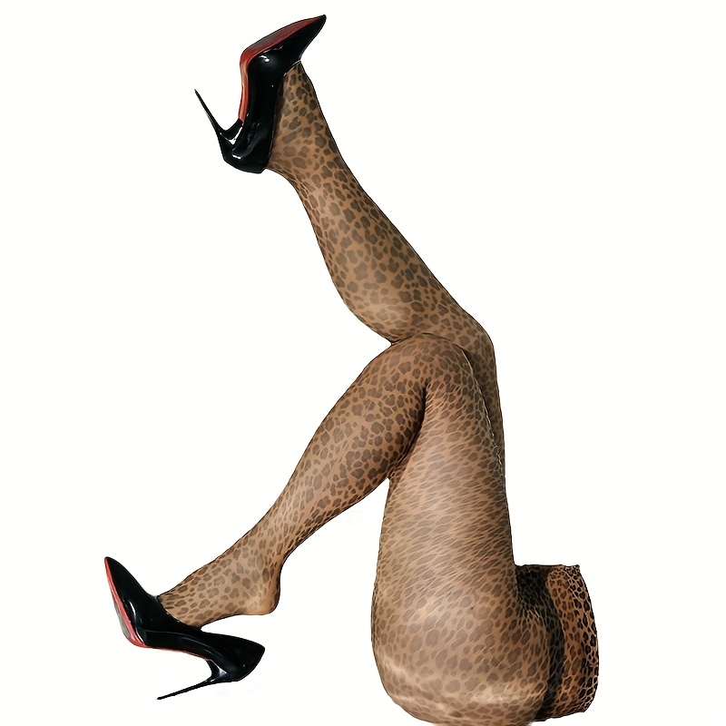 Women's Elegant Leopard Print High Waist Skinny Pants - Elastic, Machine Washable