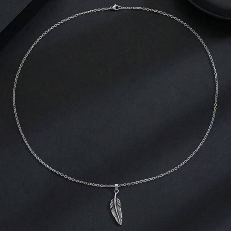 1pc Vintage Feather Punk Hip-hop Street Style High-quality Men's Fashion Trendy Accessory, Geometric Pendant Necklace, Suitable For Gifting And Fashion Matching