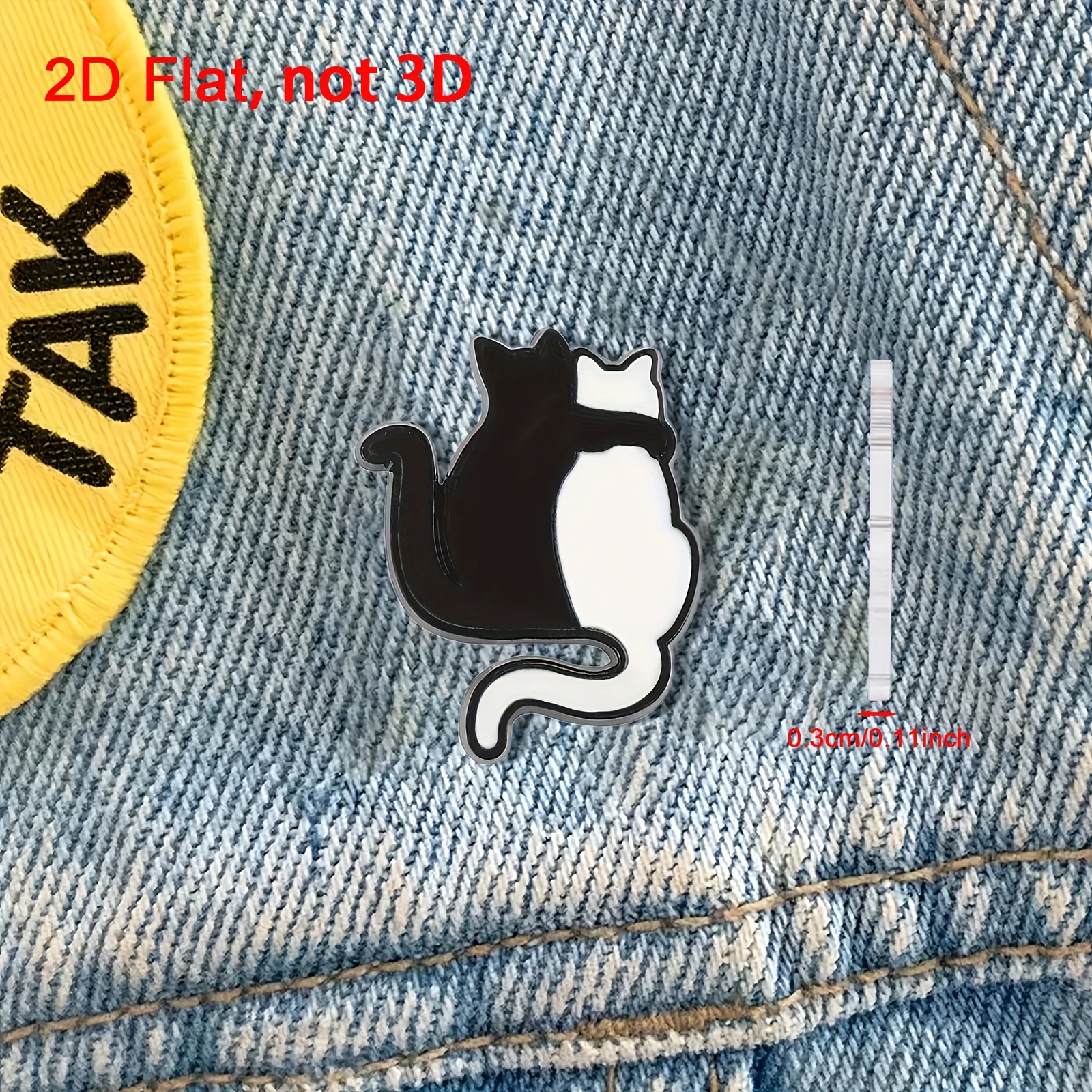 Image of 2d Flat, 1pc, Cute Black And White Cat Acrylic Brooch, Hug , Cartoon Animal Pin, Lapel Pin, Used As Backpack, Hat And Clothing Additions, Suitable For Daily Casual Wear, Holiday Gift, Perfect Gift For