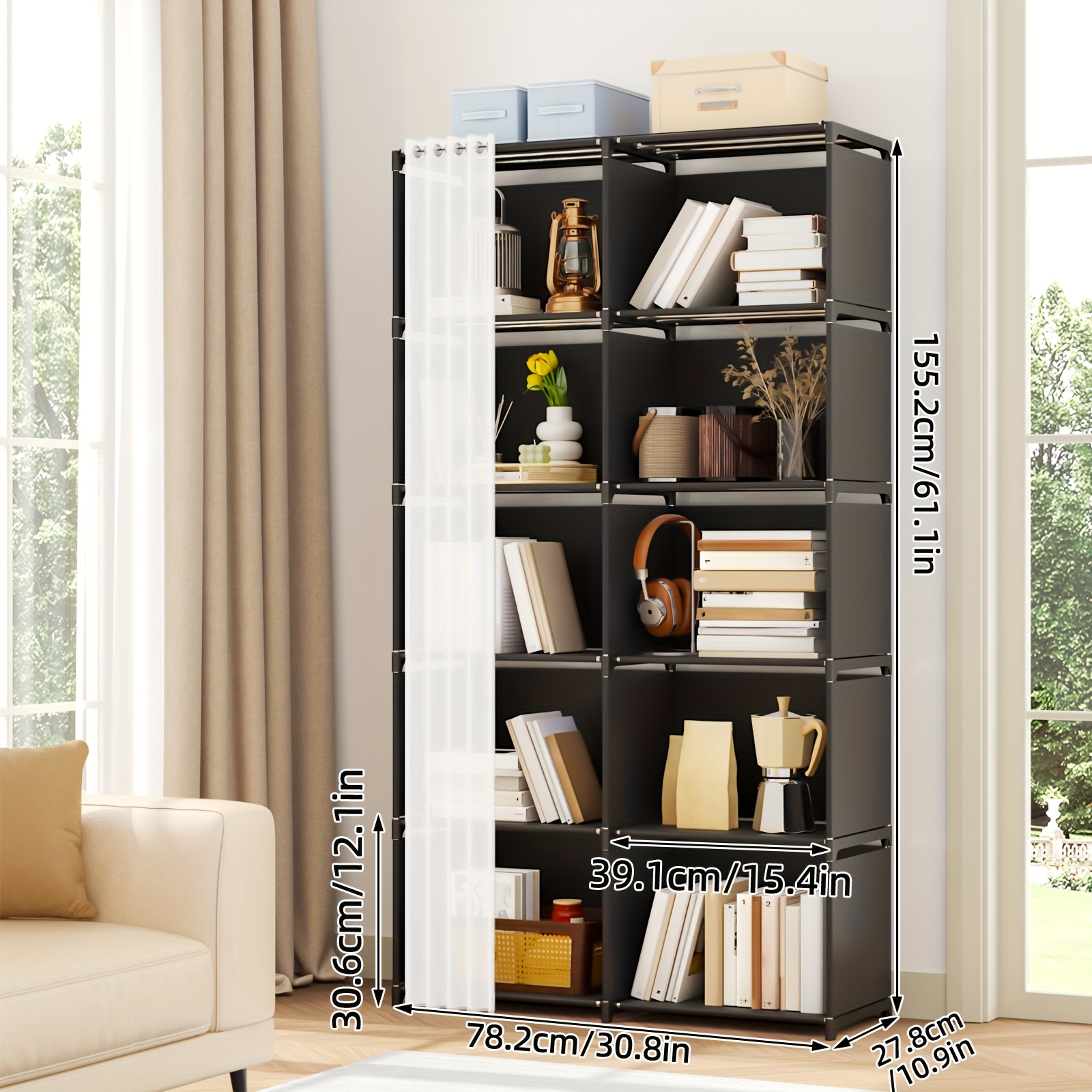   4 tier 5 tier floor standing bookshelf organizer   clothing storage cabinet   lattice wardrobe storage multi functional open shelf for offices classrooms rental houses dormitories and living room black white